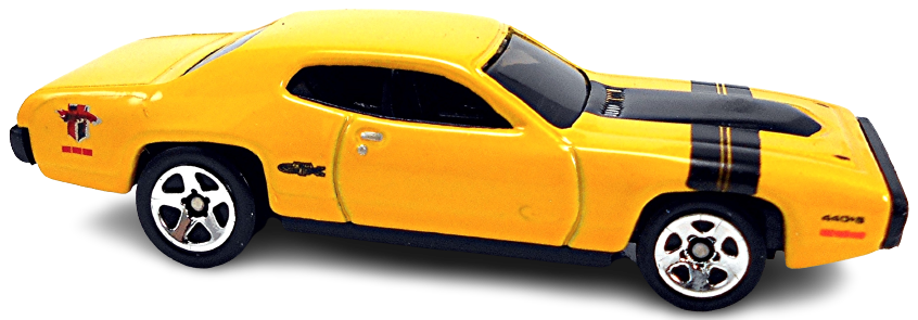 Hot Wheels 2005 - Collector # 101/183 - Muscle Mania 01/05 - 1971 Plymouth GTX - Enamel Yellow - Black Base - USA '05