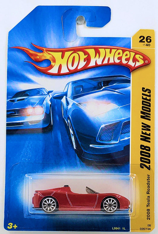 Hot Wheels 2008 - Collector # 026/196 - New Models 26/40 - 2008 Tesla Roadster - Red - 10 Spokes - USA