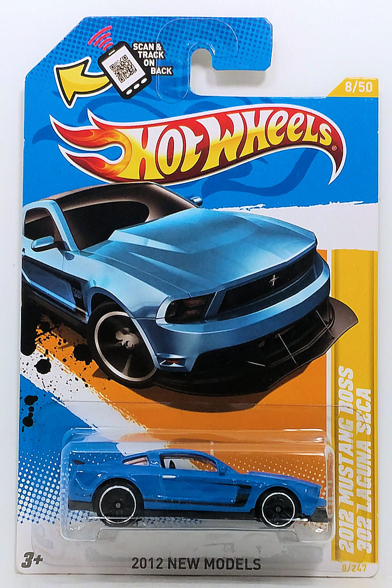 Hot Wheels 2012 - Collector # 008/247 - New Models 08/50 - 2012 Mustang Boss 302 Laguna Seca - Blue / Black Roof - USA Card