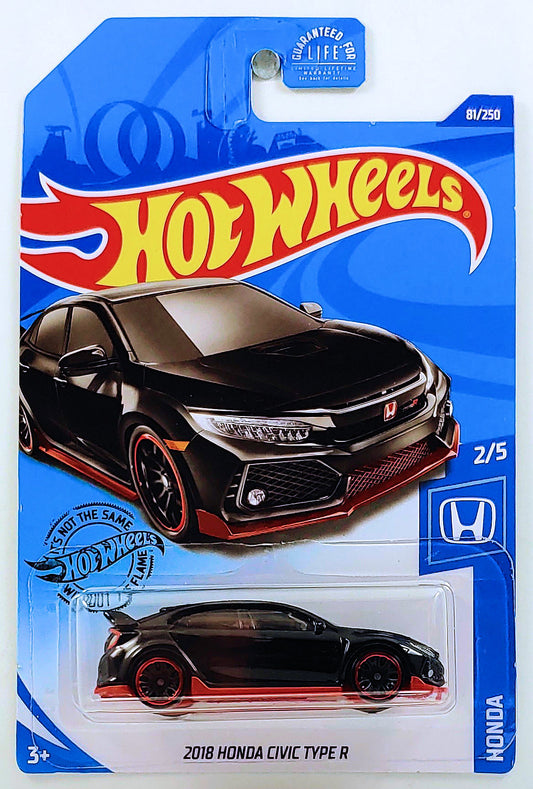 Hot Wheels 2020 - Collector # 081/250 - Honda Series 2/5 - 2018 Honda Civic Type R - Black - USA Card