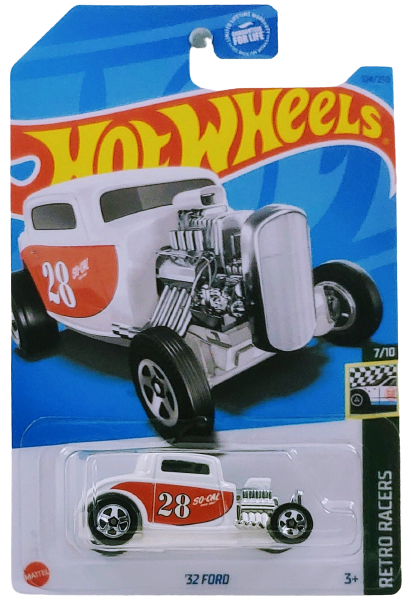 Hot Wheels 2023 - Collector # 124/250 - Retro Racers 7/10 - '32 Ford - White / So-Cal - USA