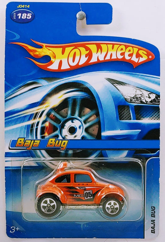 Hot Wheels 2005 - Collector # 185 - Kar Keeper Bonus Car - (Volkswagen) Baja Bug - Orange / #05 - Metal/Metal & 5 Spokes - Kar Keeper
