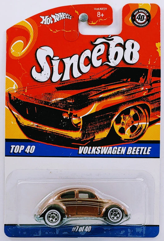 Hot Wheels 2008 - Since '68 / Top 40 # 07/40 - Volkswagen Beetle - Metalflake Brown - White Walls on Basic Wheels - Metal/Metal