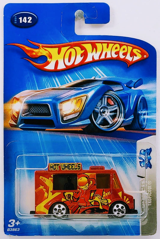 Hot Wheels 2004 - Collector # 142/212 - Tag Rides Series 5/5 - Tropicool (Ice Cream Truck) - Orange - Small Rear Window - 5 Dots - USA