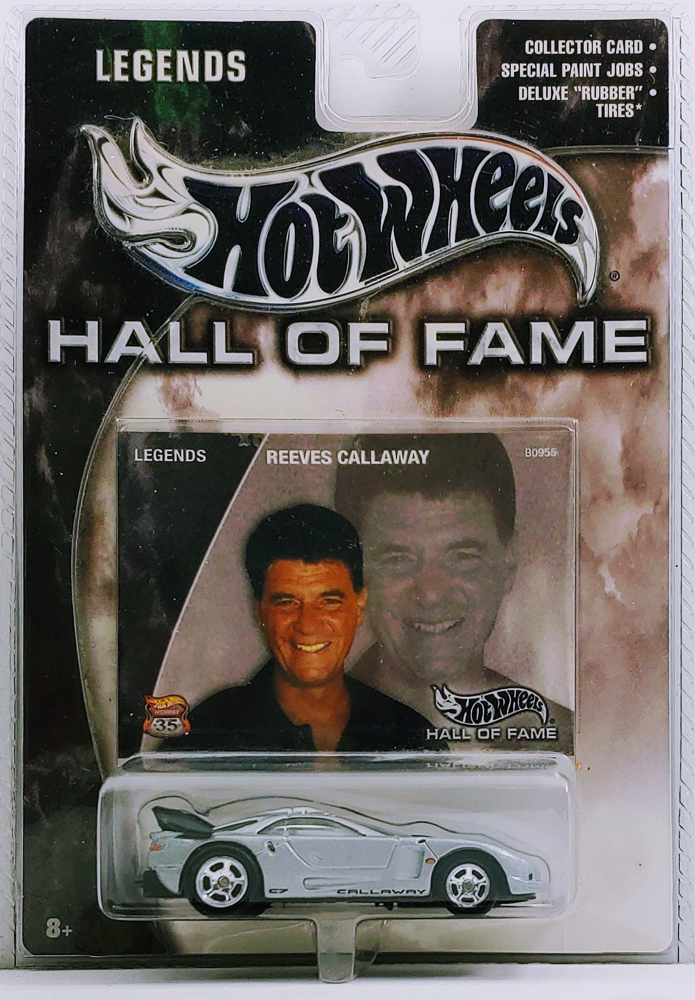 Hot Wheels 2003 - Hall of Fame / Legends - Reeves Callaway / Callaway C7 (Corvette) - Silver - Real Riders - Trading Card