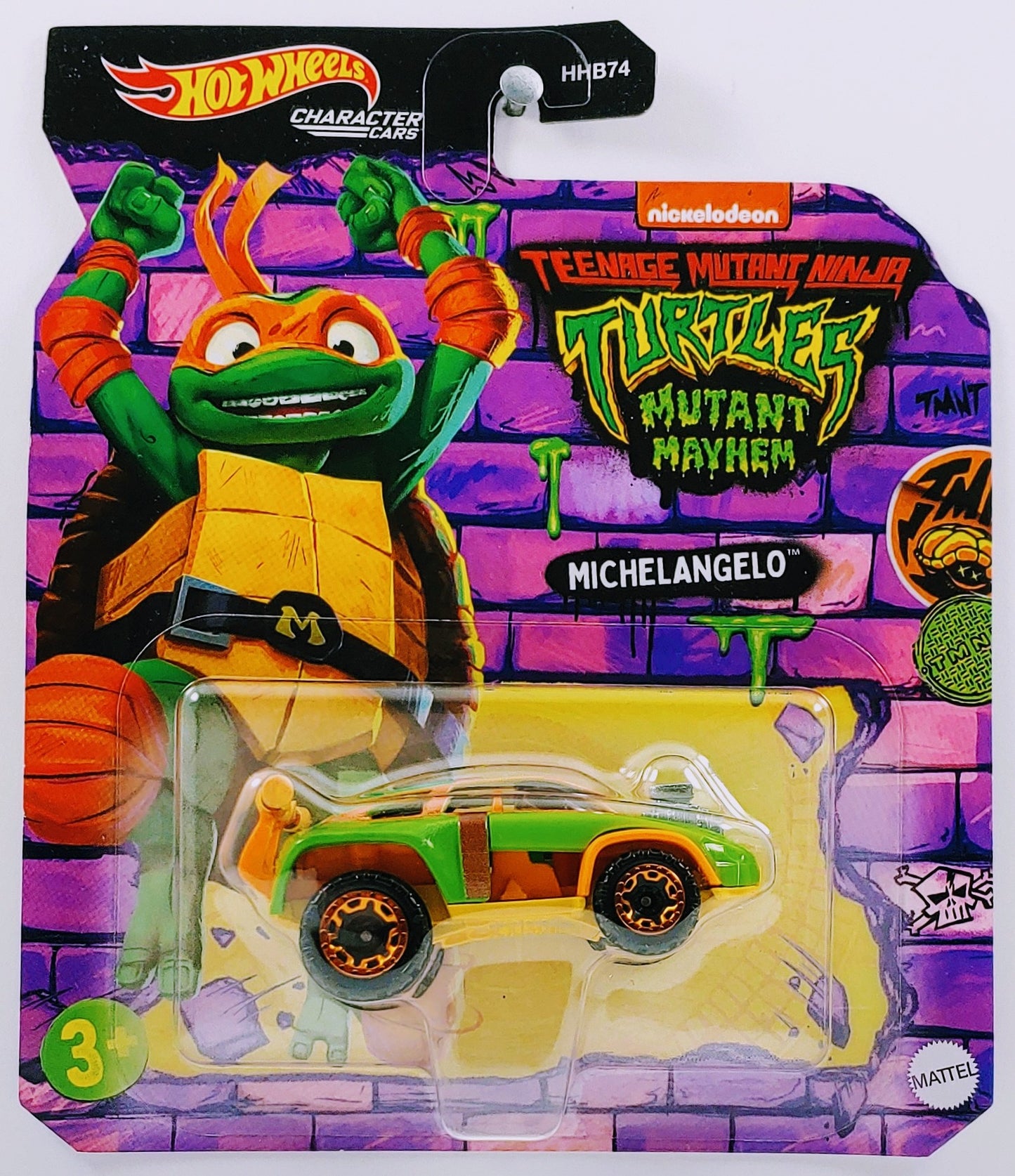 Hot Wheels 2023 - Character Cars - Nickelodeon / TMNT: Turtles Mutant Mayhem - Michelangello - Green