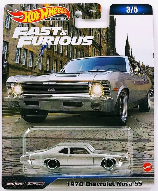 Hot Wheels 2023 - Premium / Fast & Furious / Mix 4 # 3/5 - 1970 Chevrolet Nova SS - Silver - Metal/Metal & Real Riders
