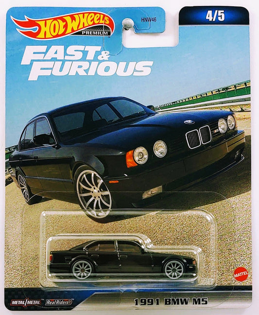Hot Wheels 2023 - Premium / Fast & Furious / Mix 4 # 4/5 - 1991 BMW M5 - Black - Metal/Metal & Real Riders