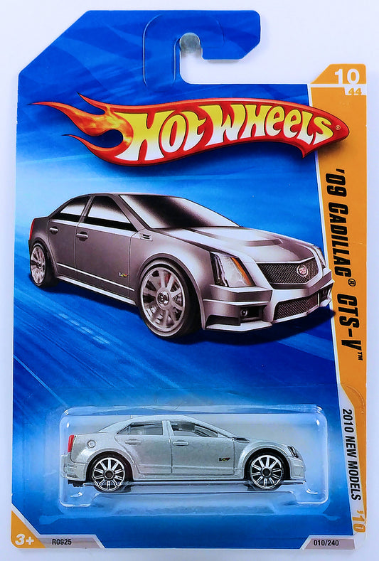 Hot Wheels 2010 - Collector # 010/240 - New Models 10/44 - '09 Cadillac CTS-V - Silver - 10 Spokes - USA Card