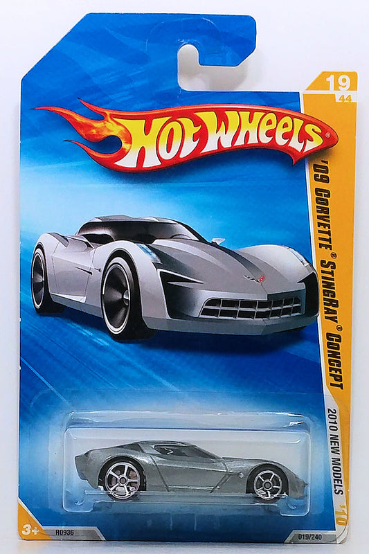 Hot Wheels 2010 - Collector # 019/240 - New Models 19/44 - '09 Corvette Stingray Concept - Metallic Gray - USA Card