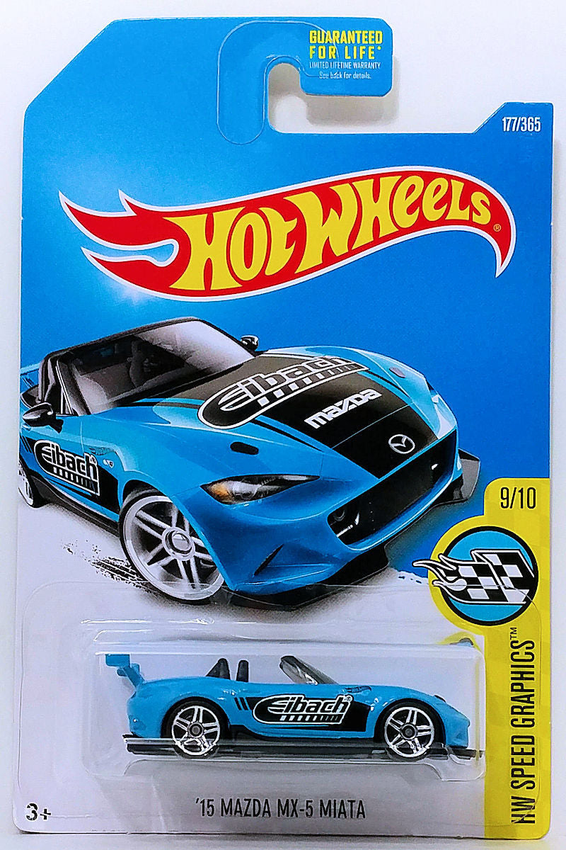 Hot Wheels 2017 - Collector # 177/365 - HW Speed Graphics 9/10 - '15 Mazda MX-5 Miata - Blue - USA