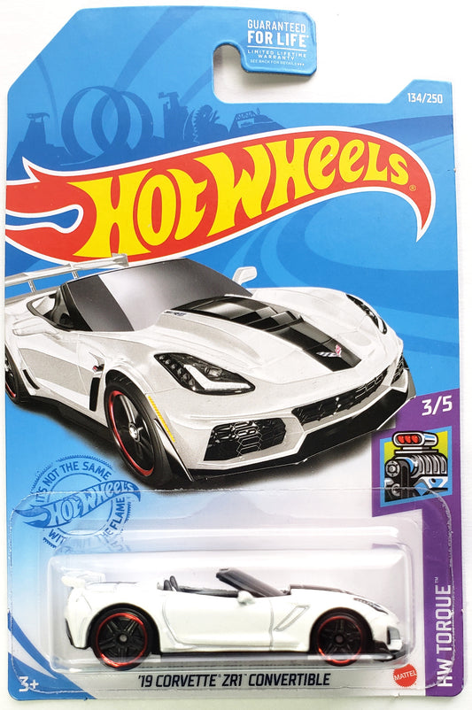 Hot Wheels 2021 - Collector # 134/250 - HW Torque 3/5 - '19 Corvette ZR1 Convertible - White - USA