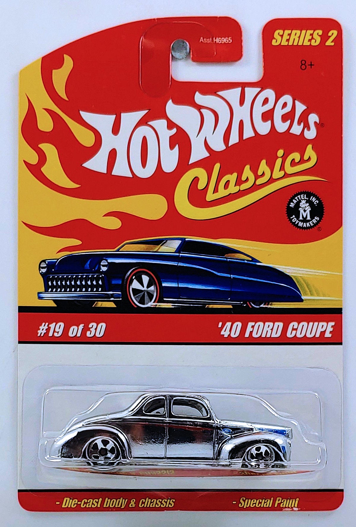 Hot Wheels 2006 - Classics Series 2 # 19/30 - '40 Ford Coupe - Chrome - 5 Spokes with White Walls - Metal/Metal