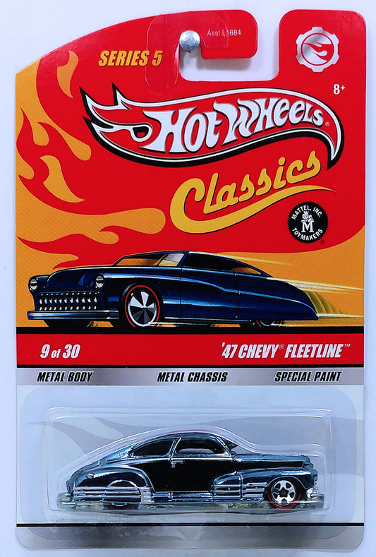 Hot Wheels 2009 - Classics Series 5 # 09/30 - '47 Chevy Fleetline - Spectraflame Steel Blue - Redline 5 Spokes - Metal/Metal