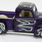 Hot Wheels 2021 - Collector # 225/250 - HW Hot Trucks 6/10 - '49 Ford F1 - Purple - Black 5SP Wheels - Clear Windows - White Interior - Chrome Plastic Base - USA Card