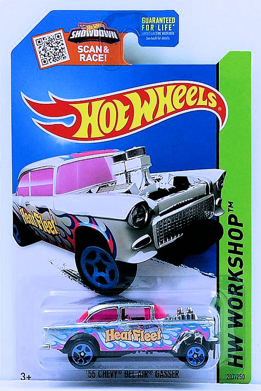 Hot Wheels 2015 - Collector # 207/250 - HW Workshop / Heat Fleet - '55 Chevy Bel Air Gasser - ZAMAC 015 - Walmart Exclusive - USA Card