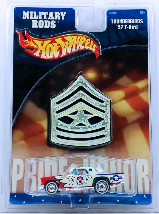 Hot Wheels 2003 - Military Rods # 55918 - THUNDERBIRDS '57 T-Bird - White - Real Riders - KB Toys Exclusive