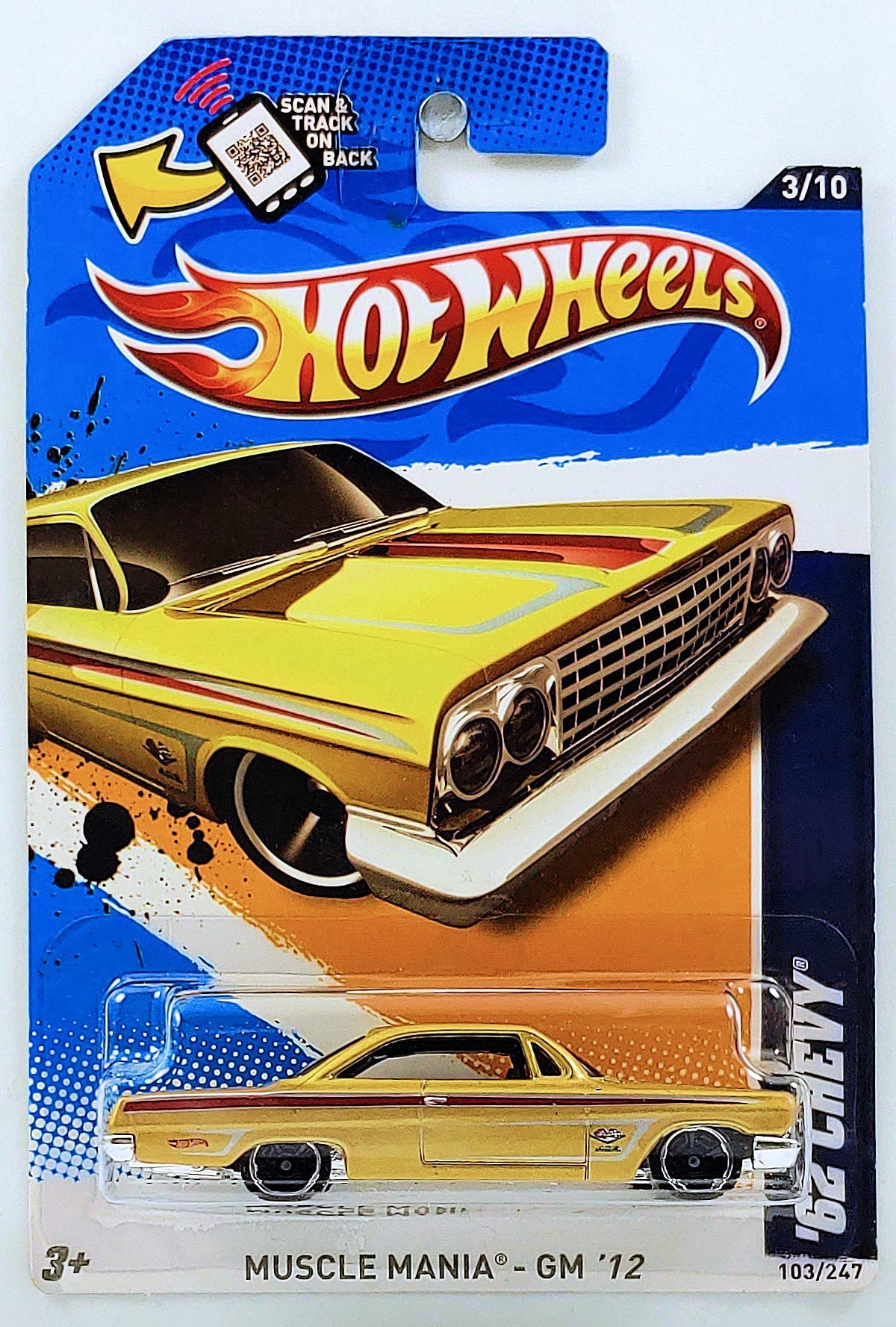Hot Wheels 2012 - Collector # 103/247 - Muscle Mania GM 3/10 - '62 Chevy - Gold - USA