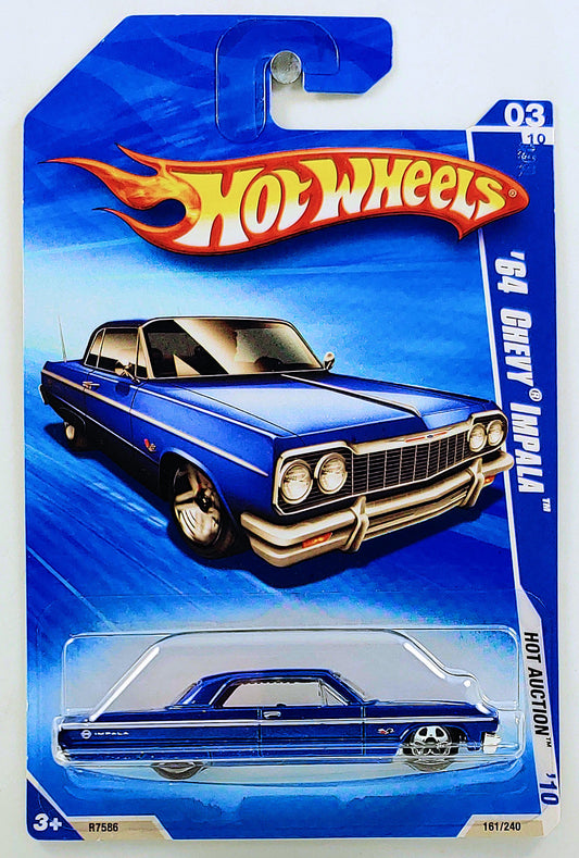 Hot Wheels 2010 - Collector # 161/240 - HW Hot Auction 3/10 - '64 Chevy Impala - Blue - USA Card