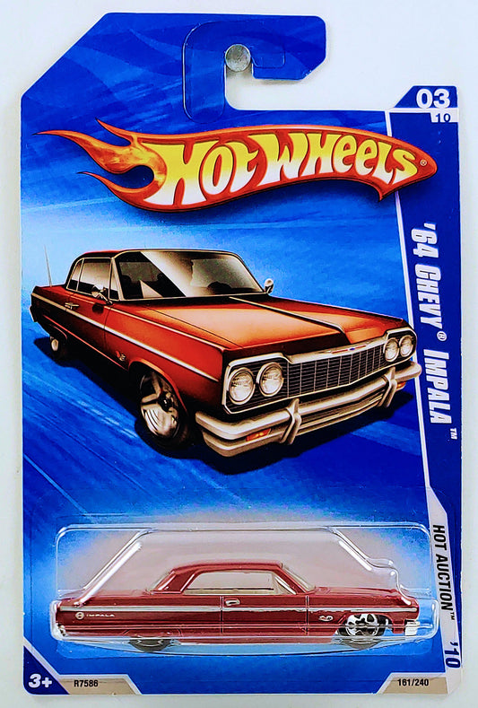 Hot Wheels 2010 - Collector # 161/240 - HW Hot Auction 3/10 - '64 Chevy Impala - Red - USA Card