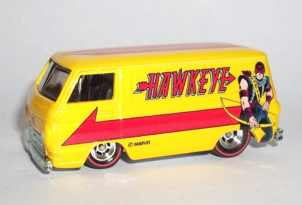 Hot Wheels 2016 - Pop Culture / Marvel - '66 Dodge A100 - Yellow with Hawkeye Graphics - Metal/Metal & Real Riders
