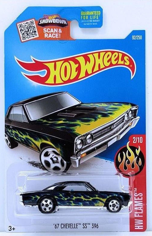Hot Wheels 2016 - Collector # 092/250 - HW Flames 2/10 - '67 Chevelle SS 396 - Black - USA