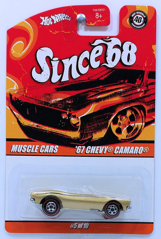 Hot Wheels 2008 - Since '68 / Muscle Cars # 05/10 - '67 Chevy Camaro - Metallic Gold - Metal/Metal - Red Lines