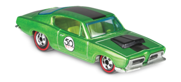Hot Wheels 2018 - 50th Anniversary Originals Collection # 5/5 - '67 HEMI Barracuda - Spectraflame, Green - RetroRL Wheels - Green Interior - ZAMAC Metal Base - Retro Blister Card & Button