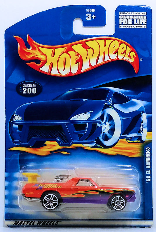 Hot Wheels 2001 - Collector # 200/240 - '68 El Camino - Orange / Flames / 'Xtreme Xpress' - China - USA