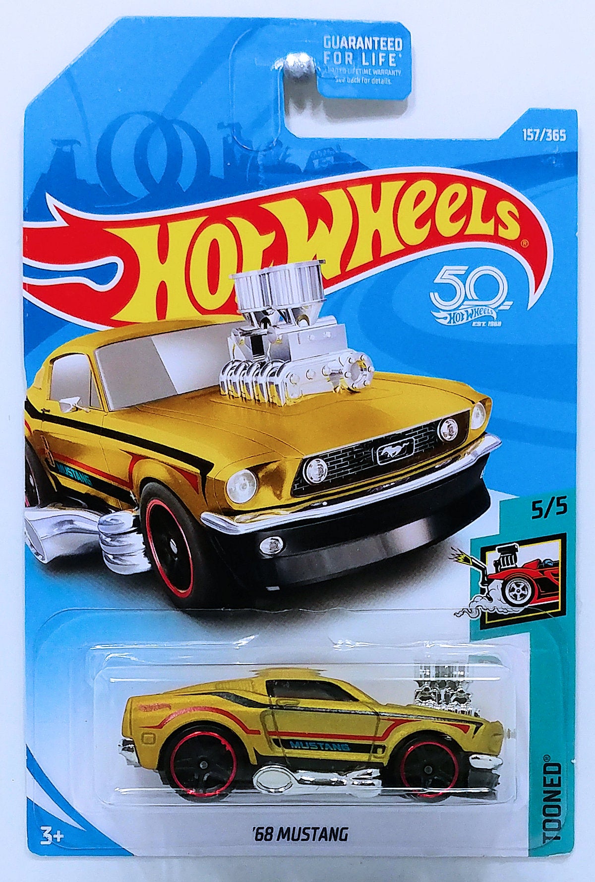 Hot Wheels 2018 - Collector # 157/365 - Tooned 5/5 - '68 Mustang - Matte Dark Gold - USA 50th