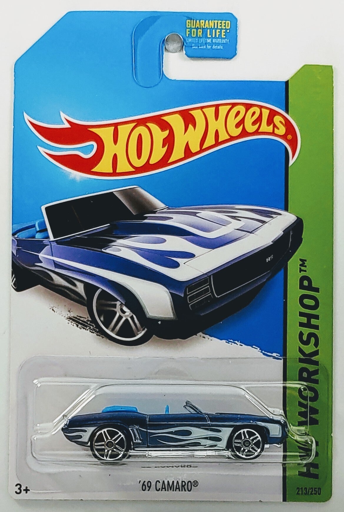 Hot Wheels 2014 - Collector # 213/250 - HW Workshop / Heat Fleet - '69 Camaro - Dark Blue with Flames - USA