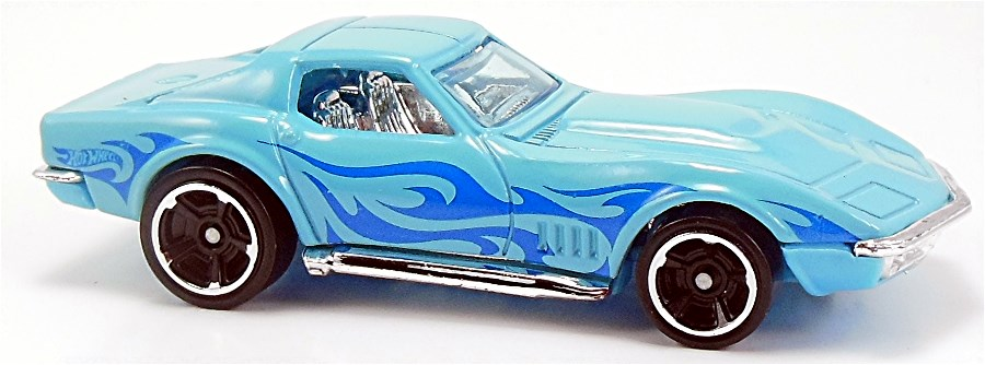 Hot Wheels 2014 - Collector # 214/250 - HW Workshop / Heat Fleet - '69 Corvette - Baby Blue with Flames - USA
