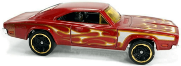 Hot Wheels 2020 - Collector # 189/250 - HW Flames 8/10 - '69 Dodge Charger 500 - Orange Red Metallic / Flames - USA Card