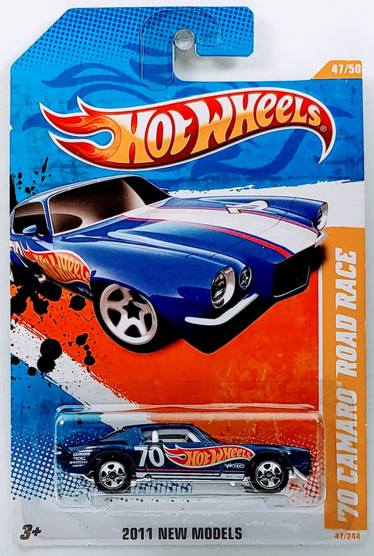 Hot Wheels 2011 - Collector # 047/244 - New Models 47/50 - '70 Camaro Road Race - Blue with Hot Wheels Graphics - USA