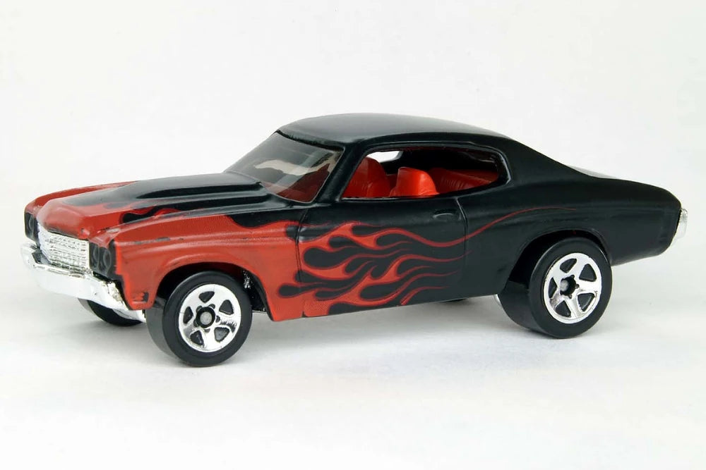 Hot Wheels 2008 - Collector # 091/172 - Hot Wheels Stars - '70 Chevelle SS - Matte Black - Matte Red Flames / Red Interior - IC
