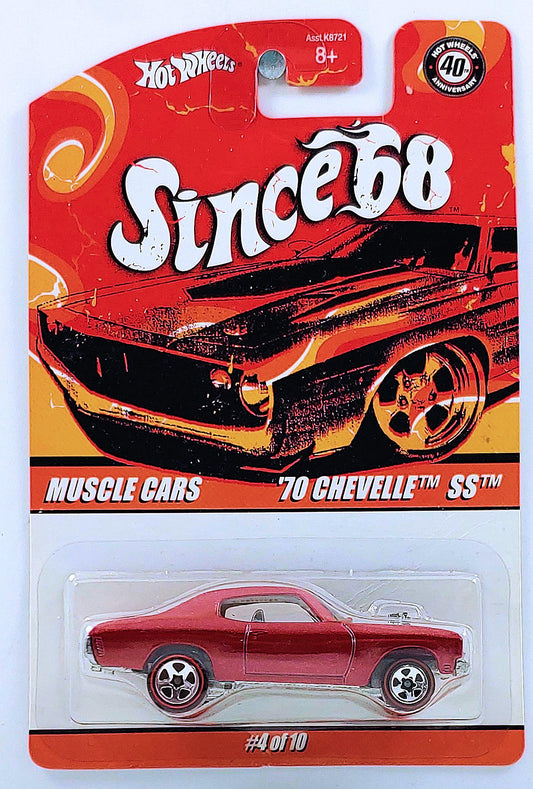 Hot Wheels 2008 - Since '68 / Muscle Cars Series # 4/10 - '70 Chevelle SS (Spoiler) - Metallic Red - 5 Spokes with Red Lines - Metal/Metal