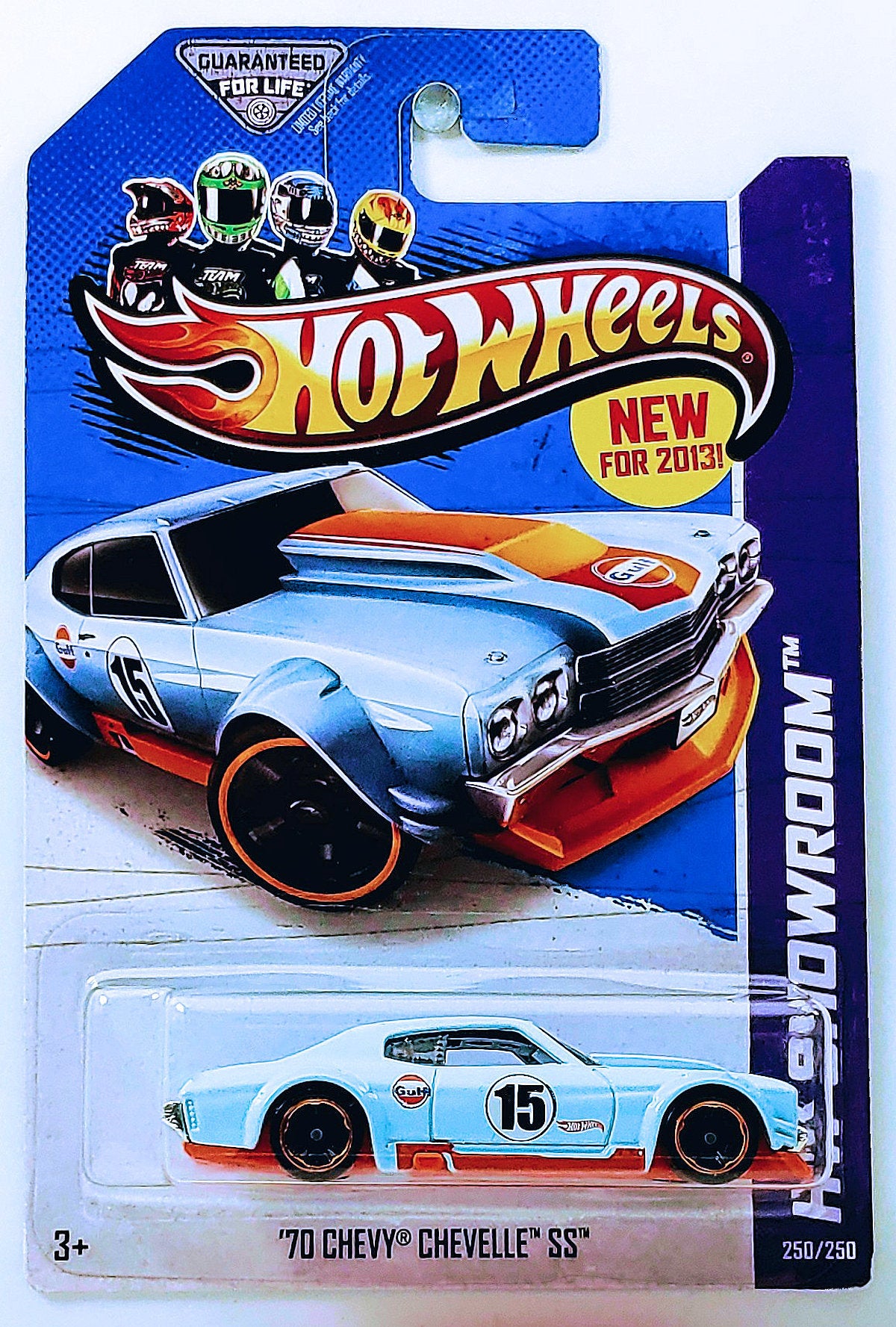 Hot Wheels 2013 - Collector # 250/250 - HW Showroom / HW Performance / New Models - '70 Chevy Chevelle SS - Sky Blue / Gulf Oil Racing - USA Card