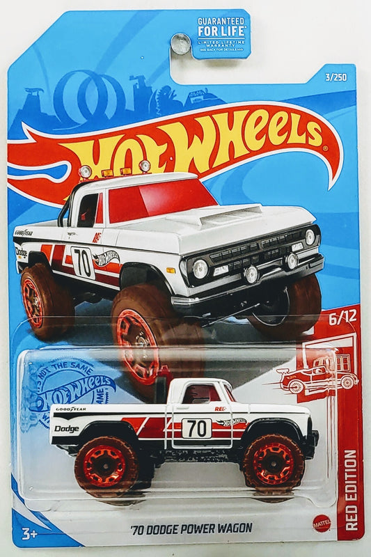 Hot Wheels 2021 - Collector # 003/250 - Red Edition 6/12 - '70 Dodge Power Wagon - White - Target Exclusive - USA Card
