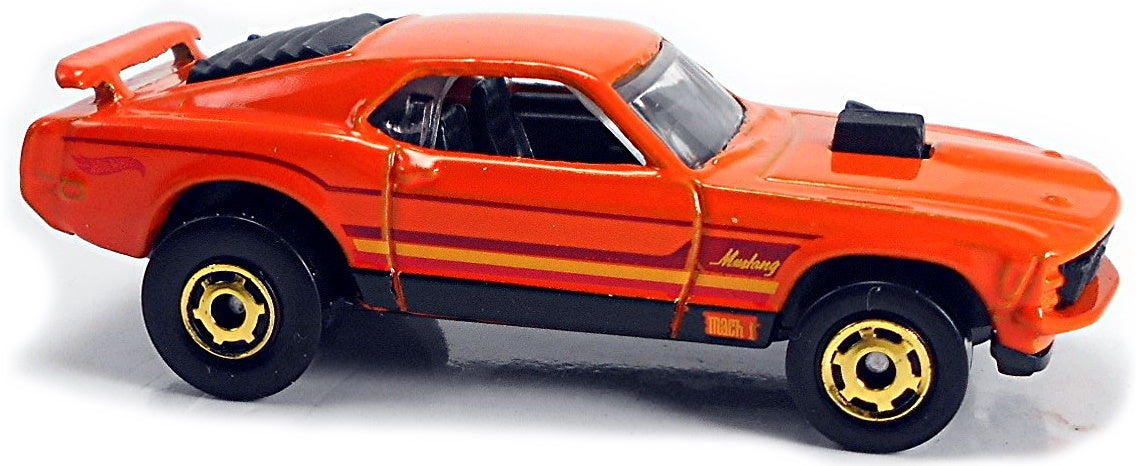 Hot Wheels 2021 - Flying Customs - '70 Ford Mustang Mach 1 - Orange - Black  & Light Orange Stripes - Target Exclusive