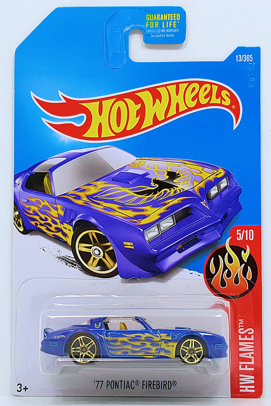 Hot Wheels 2017 - Collector # 013/365 - HW Flames 5/10 - '77 Pontiac Firebird - Metallic Blue - KMart First To Market - USA