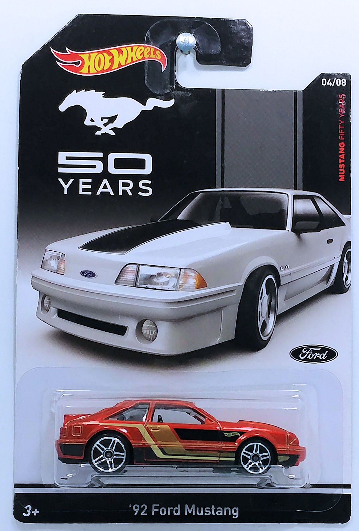 Hot Wheels 2014 - Mustang 50 Years Series 04/08 - '92 Ford Mustang - Orange - Walmart Exclusive - USA