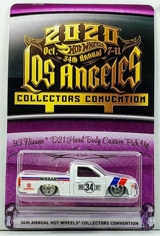Hot Wheels 2020 - 34th Hot Wheels Annual Collectors Convention # 1/3 - '93 Nissan D21 Hard Body Custom Pick Up - White - Metal/Metal & Real Riders - 1,016 of 6,700 - Includes a Kar Keeper