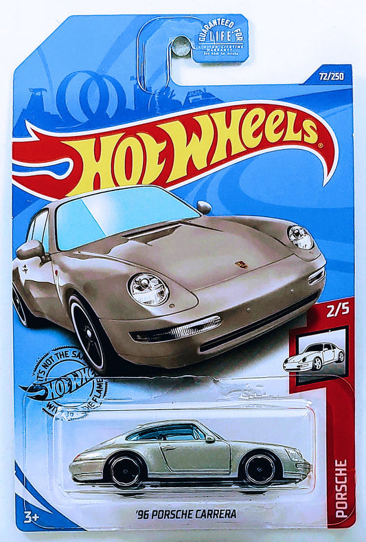 Hot Wheels 2020 - Collector # 072/250 - Porsche 2/5 - '96 Porsche Carrera - Silver - Kroger Exclusive - USA Card