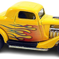 Hot Wheels 2009 - Larry's Garage 11/20 - 3-Window '34 Ford - Yellow - Metal Body / Real Riders - Larry's Blister Card