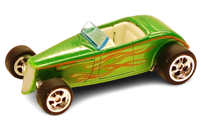 Hot Wheels 2009 - Larry's Garage 18/20 - '33 Ford Roadster - Metallic Green - Metal Body & Real Riders - Larry's Blister Card