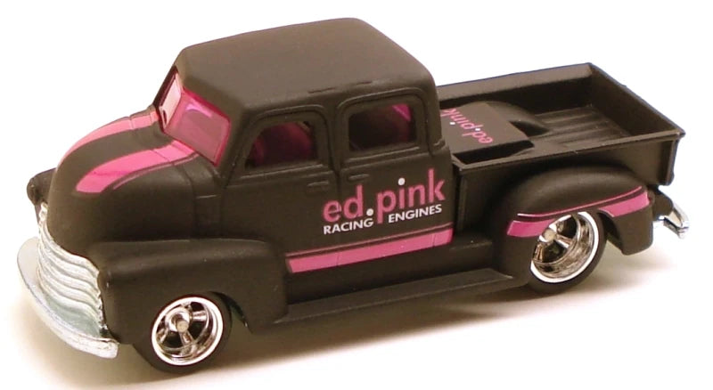 Hot Wheels 2010 - Delivery Slick Rides 09/25 - '50s Chevy Truck - Black / Ed Pink - Metal/Metal & Real Riders