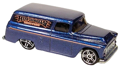 Hot Wheels 2006 - Collector # 037/223 - First Editions 37/38 - '55 Chevy Panel - Metallic Blue / 'Hot Wheels Choppers' - Motorcycle in Rear - Metal/Metal - 'Low Production' - USA '06