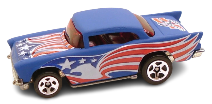 Hot Wheels 2004 - Collector # 125/212 - Star Spangled 2 03/05 - Chevy 1957 - Satin Blue - 5 Spokes - '04 NC