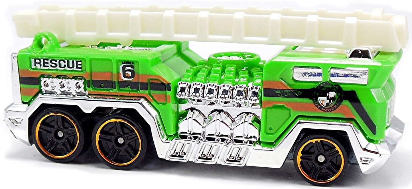 Hot Wheels 2010 - Collector # 181/240 - Race World / City 1/4 - 5 Alarm (Fire Truck) - Neon Green - USA Card