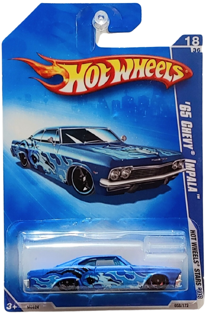 Hot Wheels 2008 - Collector # 058/172 - Hot Wheels Stars 18/36 - '65 Chevy Impala - Matte Blue - IC